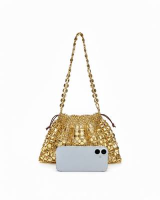 GlamBam Gold Crystal Handbag | Party Wear Statement Bag Waterproof Shoulder Bag 3