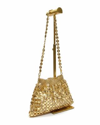 GlamBam Gold Crystal Handbag | Party Wear Statement Bag Waterproof Shoulder Bag 5