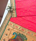 pink color banarasi paithani art silk saree with blouse