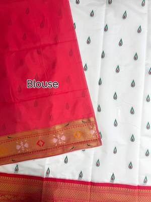 white color banarasi paithani art silk saree with blouse 1