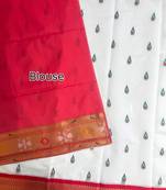 white color banarasi paithani art silk saree with blouse