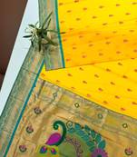 yellow color banarasi paithani art silk saree with blouse