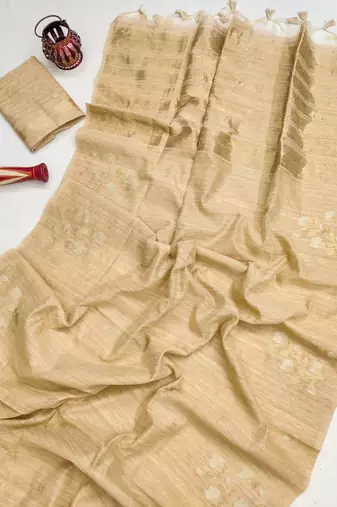 cream color art silk saree with blouse