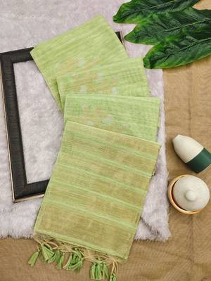 green color art silk saree with blouse 1