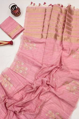 pink color art silk saree with blouse
