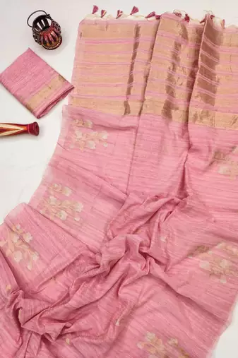pink color art silk saree with blouse