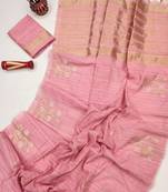 pink color art silk saree with blouse