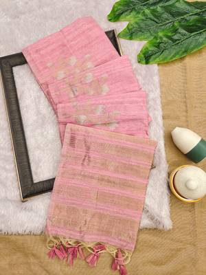 pink color art silk saree with blouse 2