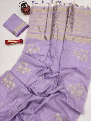purple color art silk saree with blouse 2