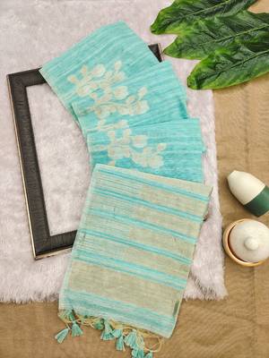 sky blue color art silk saree with blouse 1