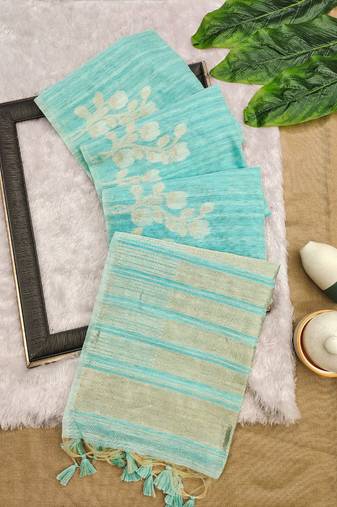 sky blue color art silk saree with blouse