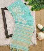 sky blue color art silk saree with blouse