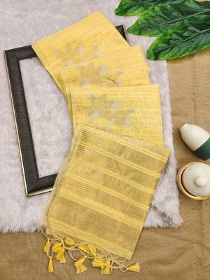 yellow color art silk saree with blouse 2
