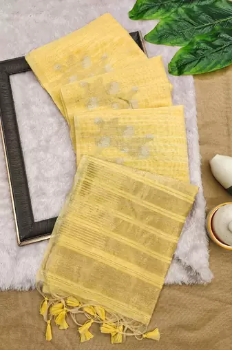 yellow color art silk saree with blouse