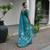 teal color jute art silk saree with blouse
