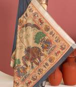 grey color khadi art silk saree with printed blouse