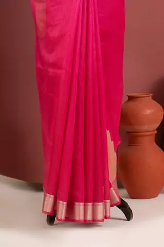 pink color khadi art silk saree with printed blouse