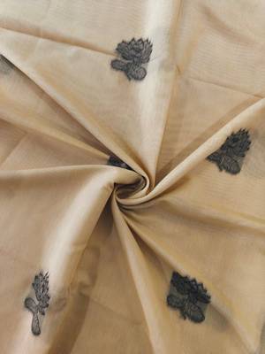 cream color chanderi cotton saree with contrast blouse 1