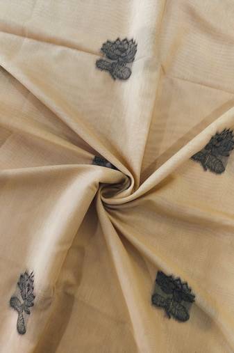cream color chanderi cotton saree with contrast blouse