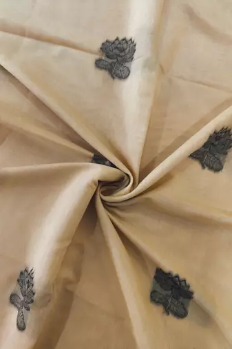 cream color chanderi cotton saree with contrast blouse