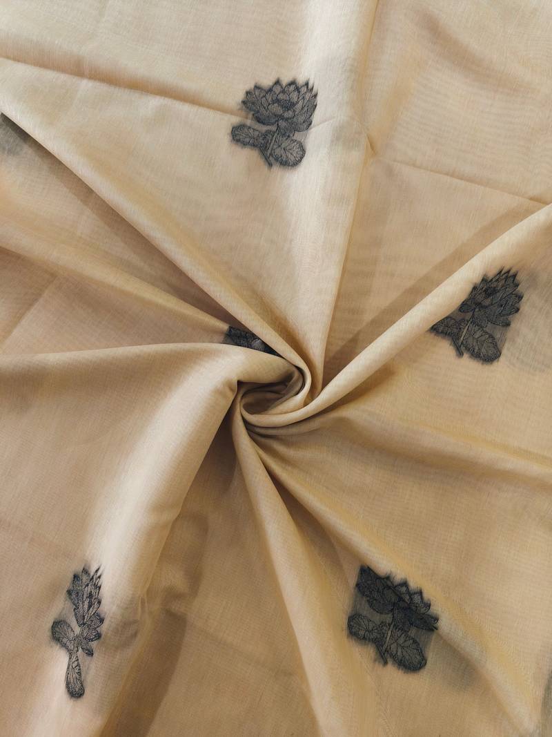 cream color chanderi cotton saree with contrast blouse