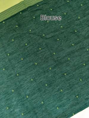 green color chanderi cotton saree with contrast blouse 4
