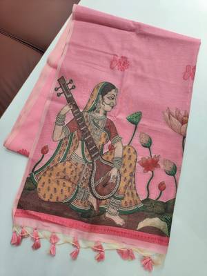 pink color chanderi cotton saree with contrast blouse 4