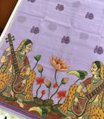 purple color chanderi cotton saree with contrast blouse