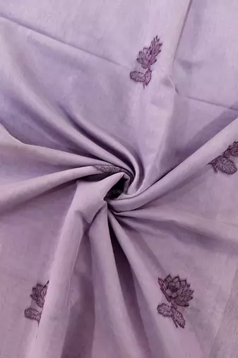 purple color chanderi cotton saree with contrast blouse