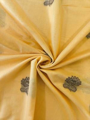 yellow color chanderi cotton saree with contrast blouse 2
