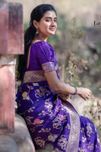 Purple silk blend banarasi jaquard designer saree with blouse