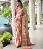 pink color satin art silk saree with designer blouzse
