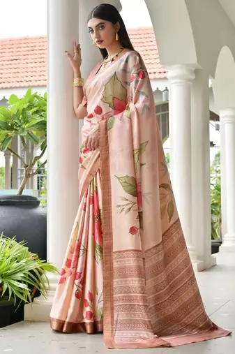 pink color satin art silk saree with designer blouzse