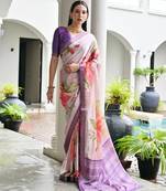 purple color satin art silk saree with designer blouzse
