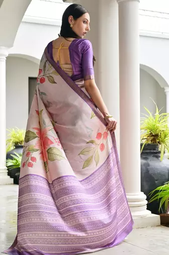 purple color satin art silk saree with designer blouzse