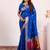 blue color banarasi art silk saree with blouse