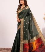 mehendi color banarasi art silk saree with blouse