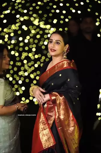 Black silk blend banarasi jaquard designer saree with blouse