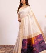 yellow color banarasi art silk saree with blouse