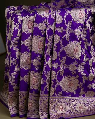 Purple silk blend banarasi jaquard designer saree with blouse 2