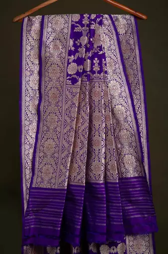 Purple silk blend banarasi jaquard designer saree with blouse