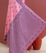 baby pink color art silk saree with printed blouse