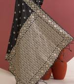 black  color art silk saree with printed blouse