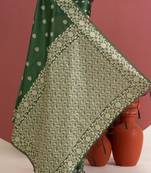green color art silk saree with printed blouse