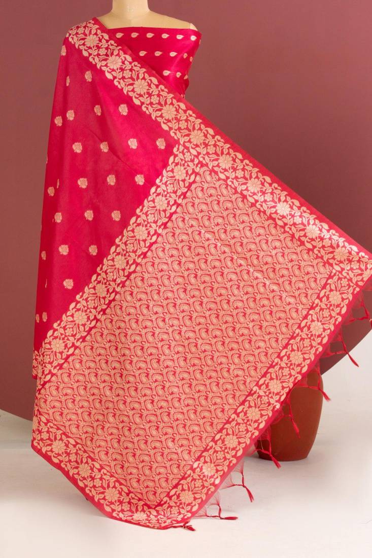 pink color art silk saree with printed blouse