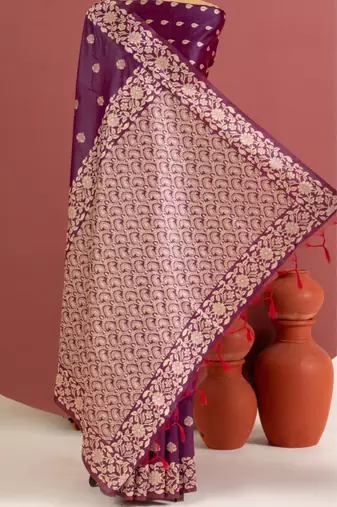 wine color art silk saree with printed blouse