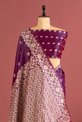 wine color art silk saree with printed blouse 2