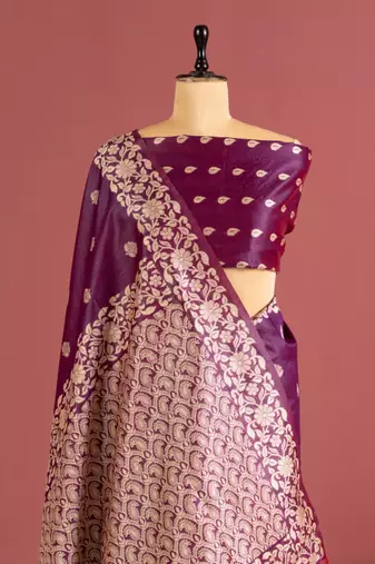 wine color art silk saree with printed blouse