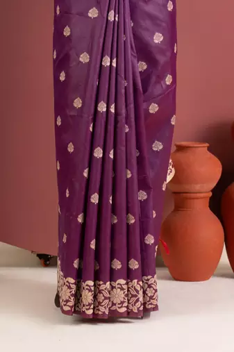 wine color art silk saree with printed blouse