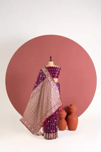 wine color art silk saree with printed blouse